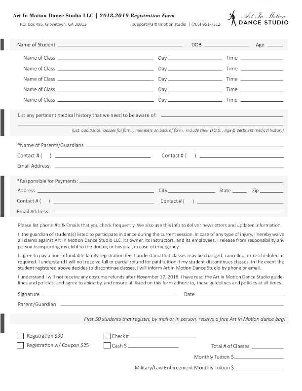 Class Descriptions, Schedule, and Registration Art In